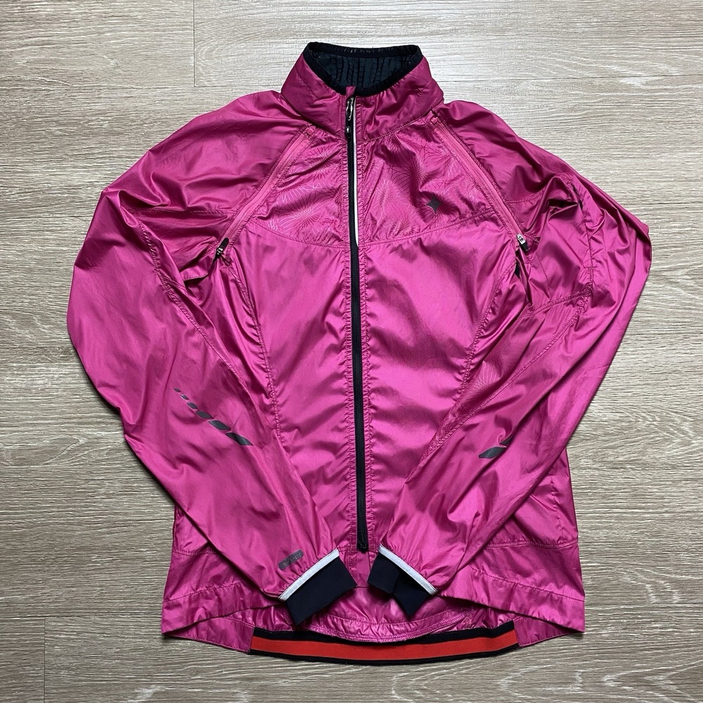 Deflect Lightweight Cycling Jacket Women's M Pink Vented Zip Off Semi-Form Fit
